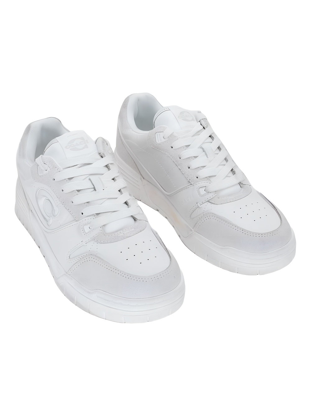 COACH Soho Round Toe Distressed Leather Sneaker Glacier White Size 8M